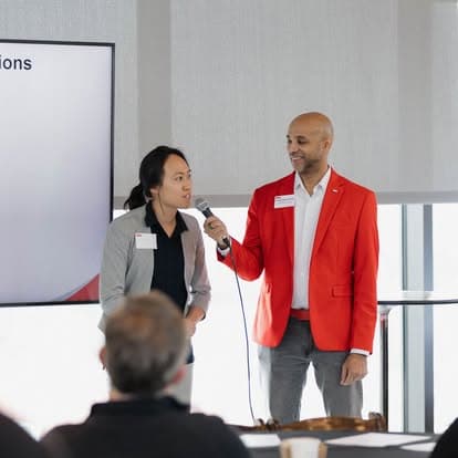 Two members presenting to the room together